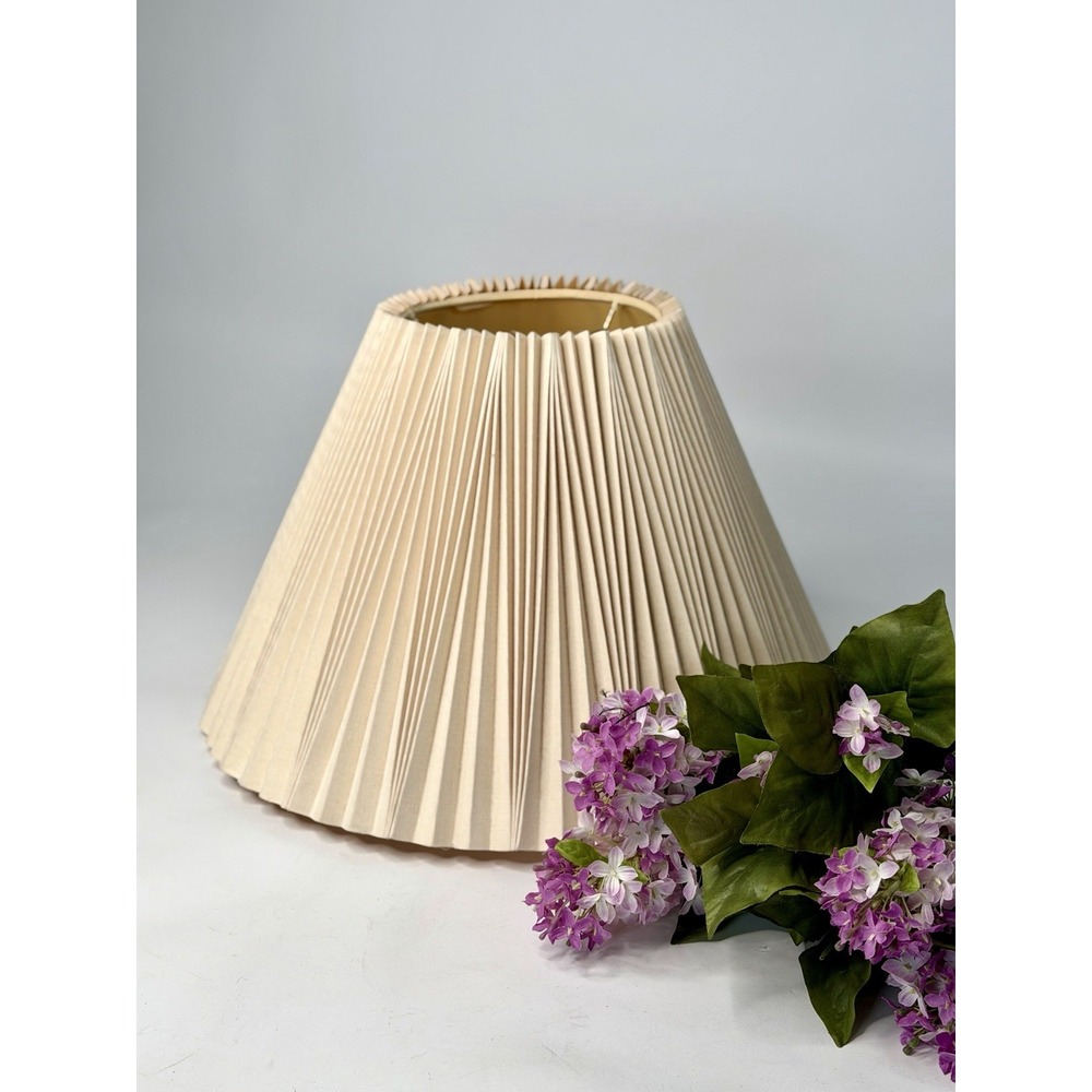 VTG Pleated Lamp Shade Beige Fabric Empire Spider Fitter Table Lamp Replacement